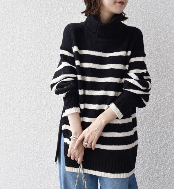 SHIPS for women「〈手洗い可能〉サイド スリット タートル プルオーバー」|ニット・セーター|