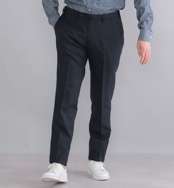 SHIPS「SHIPS:〈セットアップ対応/洗濯機可能〉ノープリーツ パンツ」|スラックス|ネイビー