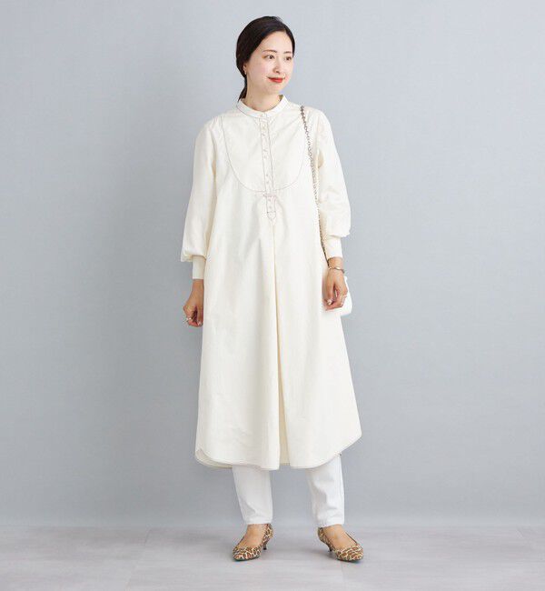 SHIPS for women「〈手洗い可能〉パールモチーフボタンワンピース ストライプ/ソリッド◇」|ワンピース|