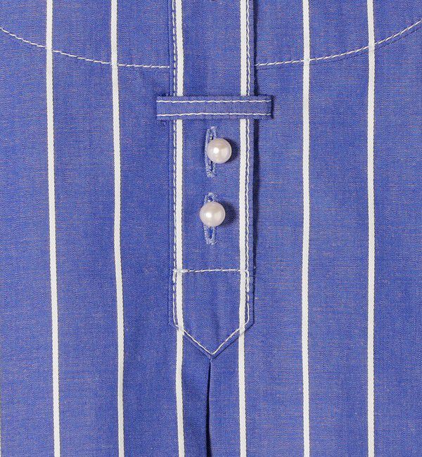 SHIPS for women「〈手洗い可能〉パールモチーフボタンワンピース ストライプ/ソリッド◇」|ワンピース|