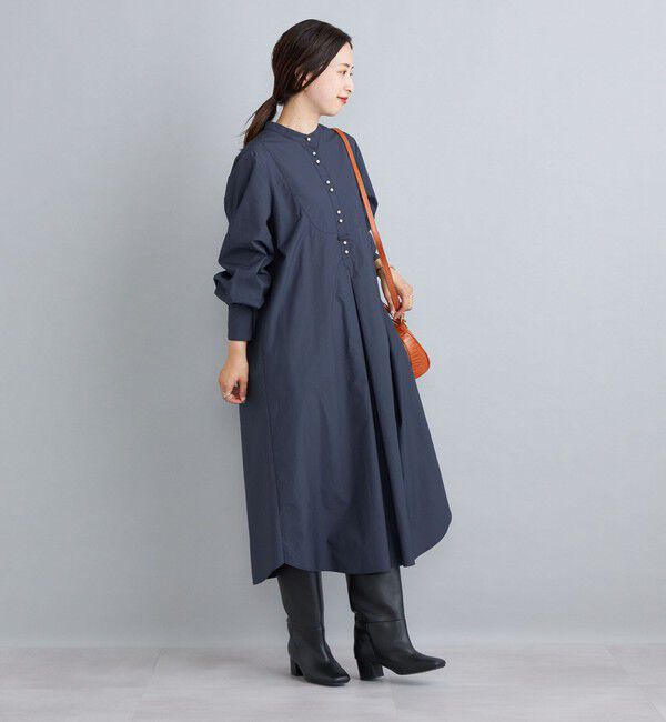 SHIPS for women「〈手洗い可能〉パールモチーフボタンワンピース ストライプ/ソリッド◇」|ワンピース|