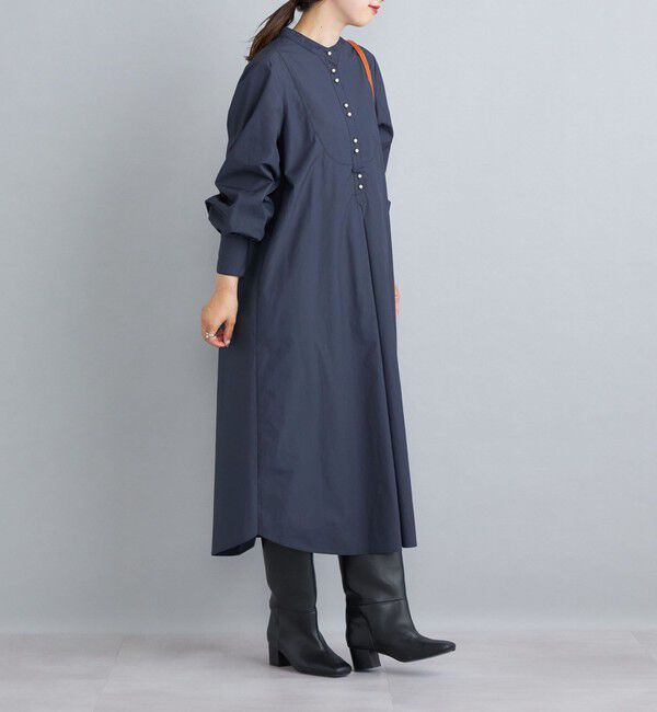 SHIPS for women「〈手洗い可能〉パールモチーフボタンワンピース ストライプ/ソリッド◇」|ワンピース|