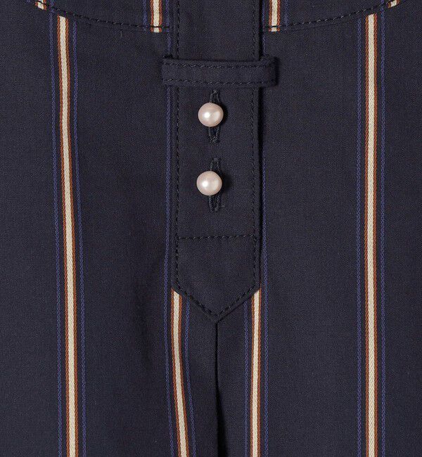 SHIPS for women「〈手洗い可能〉パールモチーフボタンワンピース ストライプ/ソリッド◇」|ワンピース|