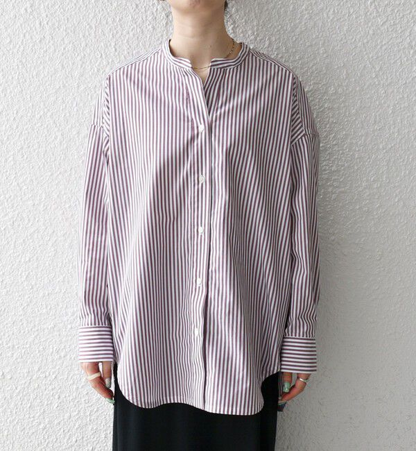 SHIPS any「《一部追加予約》SHIPS any:〈洗濯機可能〉REPREVE バンド カラー シャツ」|シャツ・ブラウス|