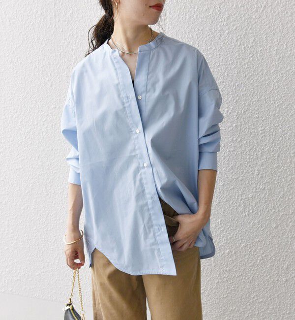 SHIPS any「《一部追加予約》SHIPS any:〈洗濯機可能〉REPREVE バンド カラー シャツ」|シャツ・ブラウス|