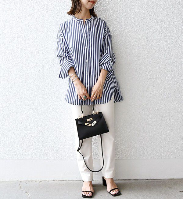 SHIPS any「《一部追加予約》SHIPS any:〈洗濯機可能〉REPREVE バンド カラー シャツ」|シャツ・ブラウス|