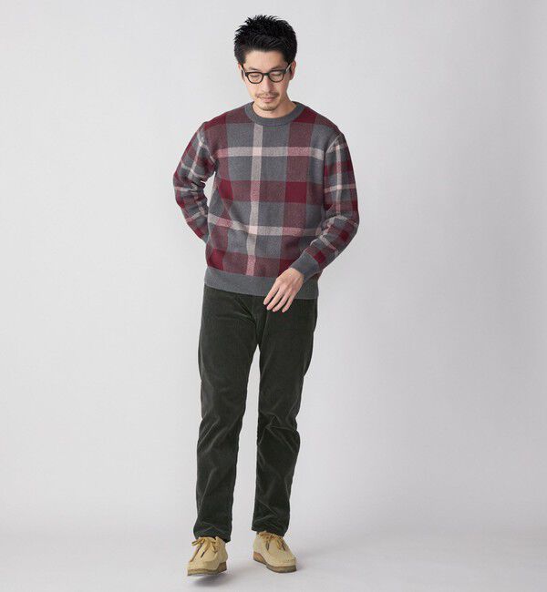 SHIPS「SHIPS:〈手洗い可能〉コットン カシミヤ チェック クルーネックニット」|ニット・セーター|