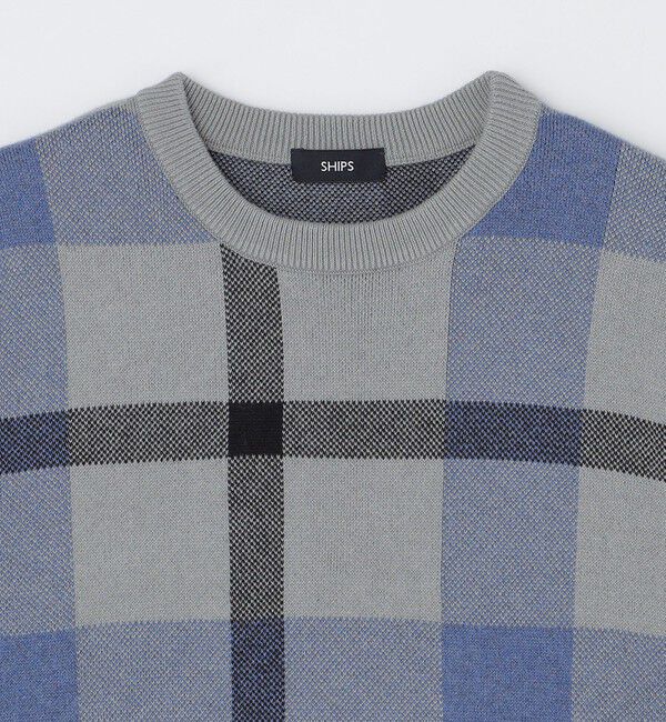 SHIPS「SHIPS:〈手洗い可能〉コットン カシミヤ チェック クルーネックニット」|ニット・セーター|