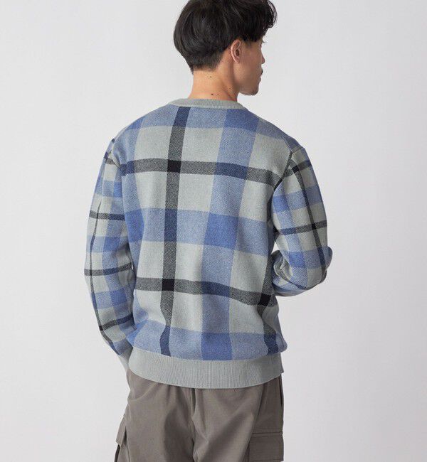 SHIPS「SHIPS:〈手洗い可能〉コットン カシミヤ チェック クルーネックニット」|ニット・セーター|