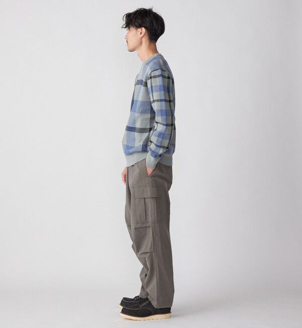 SHIPS「SHIPS:〈手洗い可能〉コットン カシミヤ チェック クルーネックニット」|ニット・セーター|