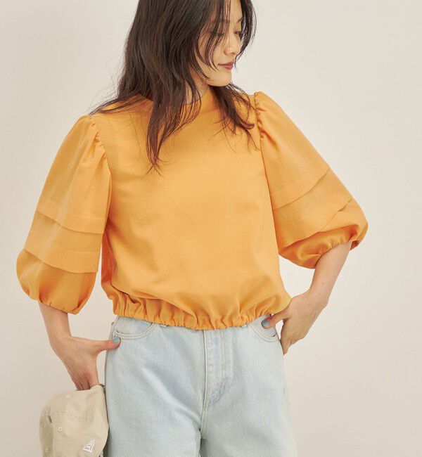 SHIPS for women「〈手洗い可能〉ECO ttony ボリューム スリーブ ブラウス◇」|シャツ・ブラウス|オレンジ