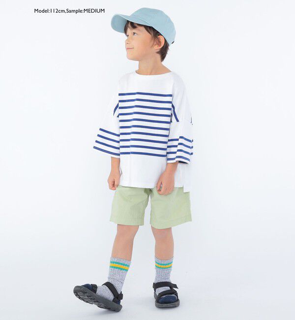 SHIPS KIDS「SHIPS KIDS:100～170cm / パネル ボーダー 半袖 TEE」|Tシャツ・カットソー|