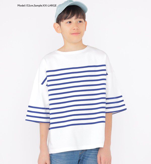 SHIPS KIDS「SHIPS KIDS:100～170cm / パネル ボーダー 半袖 TEE」|Tシャツ・カットソー|