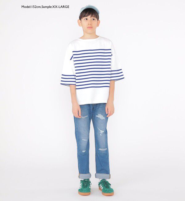 SHIPS KIDS「SHIPS KIDS:100～170cm / パネル ボーダー 半袖 TEE」|Tシャツ・カットソー|