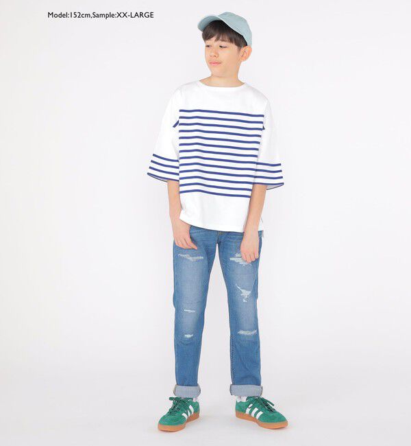 SHIPS KIDS「SHIPS KIDS:100～170cm / パネル ボーダー 半袖 TEE」|Tシャツ・カットソー|
