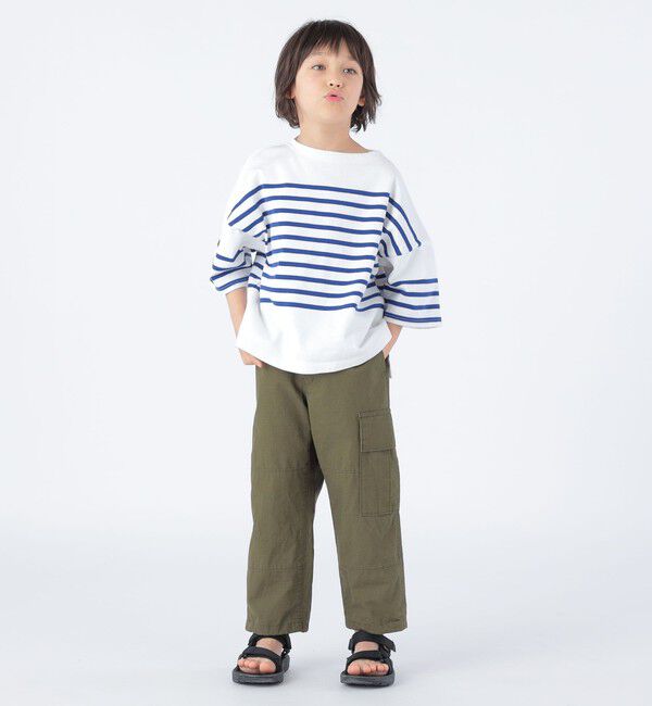 SHIPS KIDS「SHIPS KIDS:100～170cm / パネル ボーダー 半袖 TEE」|Tシャツ・カットソー|