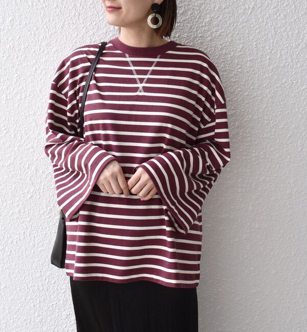 SHIPS for women「* 〈サイズが選べる〉2WAY ワイド スリーブ ボーダー プルオーバー◇」|Tシャツ・カットソー|