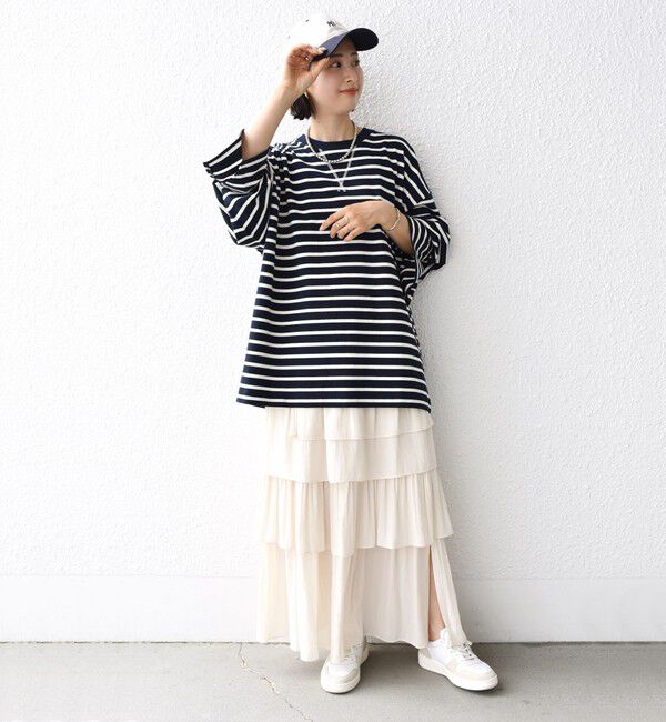 SHIPS for women「* 〈サイズが選べる〉2WAY ワイド スリーブ ボーダー プルオーバー◇」|Tシャツ・カットソー|