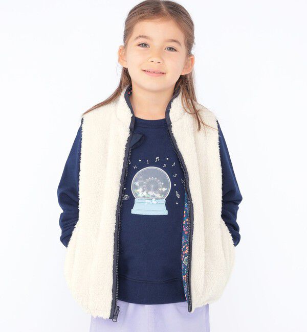 SHIPS KIDS「SHIPS KIDS:100～130cm /〈撥水/手洗い可能〉ボア リバーシブル ベスト」|ダウンベスト・ベスト|