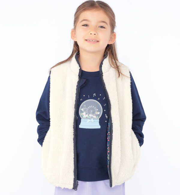 SHIPS KIDS「SHIPS KIDS:100～130cm /〈撥水/手洗い可能〉ボア リバーシブル ベスト」|ダウンベスト・ベスト|
