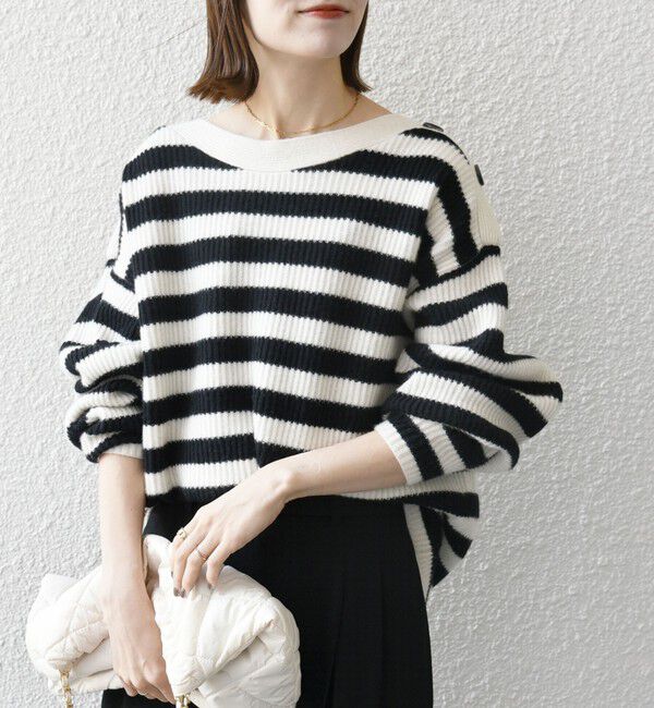 SHIPS any「SHIPS any: AQUA カシミヤ ミックス ボートネック ニット プルオーバー」|ニット・セーター|