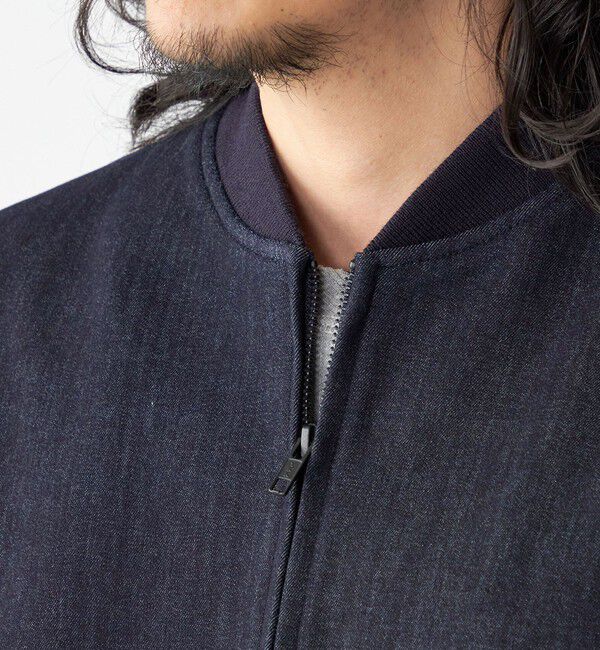 SHIPS「SHIPS: 〈セットアップ対応〉ダウンファブリック MA-1 ジャケット 〈デニム/無地〉」|ブルゾン・スタジャン|