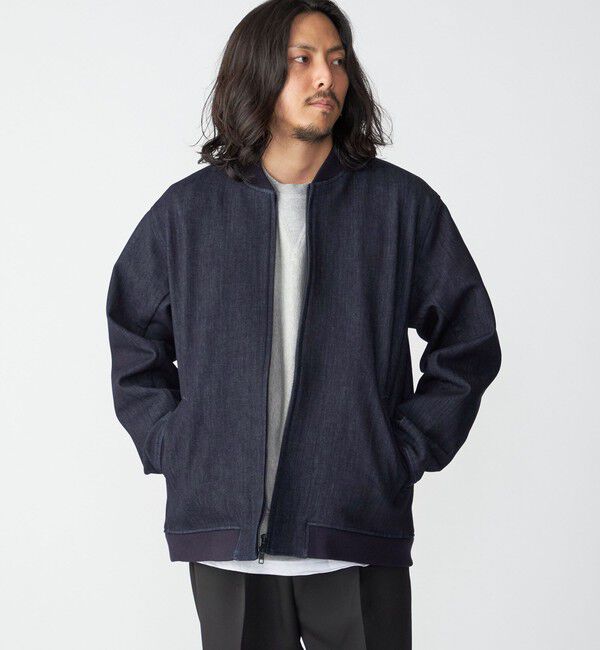 SHIPS「SHIPS: 〈セットアップ対応〉ダウンファブリック MA-1 ジャケット 〈デニム/無地〉」|ブルゾン・スタジャン|