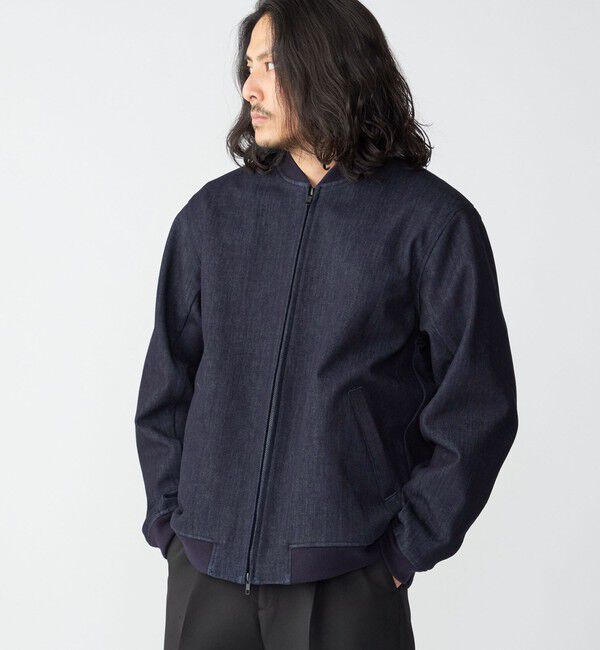 SHIPS「SHIPS: 〈セットアップ対応〉ダウンファブリック MA-1 ジャケット 〈デニム/無地〉」|ブルゾン・スタジャン|