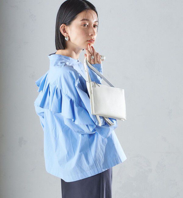 SHIPS for women「〈手洗い可能〉近江晒 タイプライター ラッフル ブラウス 24SS ◇」|シャツ・ブラウス|