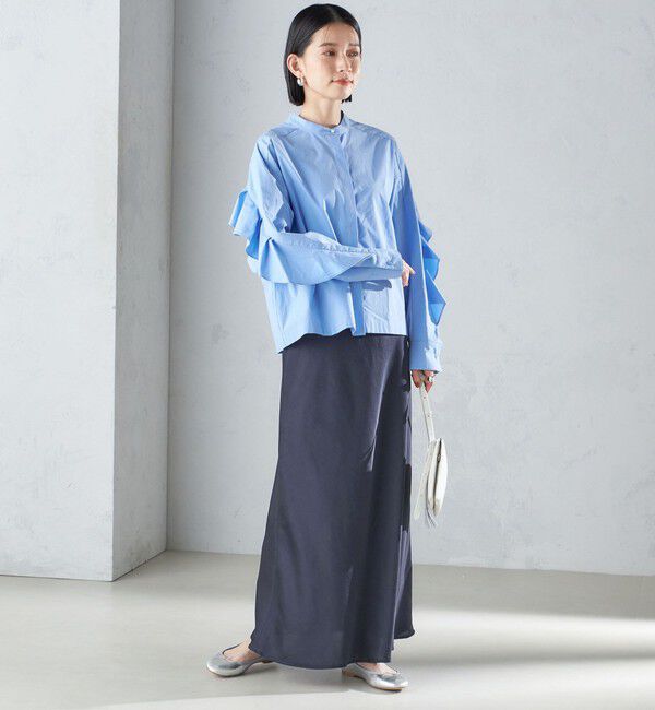 SHIPS for women「〈手洗い可能〉近江晒 タイプライター ラッフル ブラウス 24SS ◇」|シャツ・ブラウス|