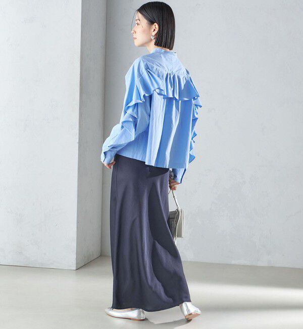 SHIPS for women「〈手洗い可能〉近江晒 タイプライター ラッフル ブラウス 24SS ◇」|シャツ・ブラウス|