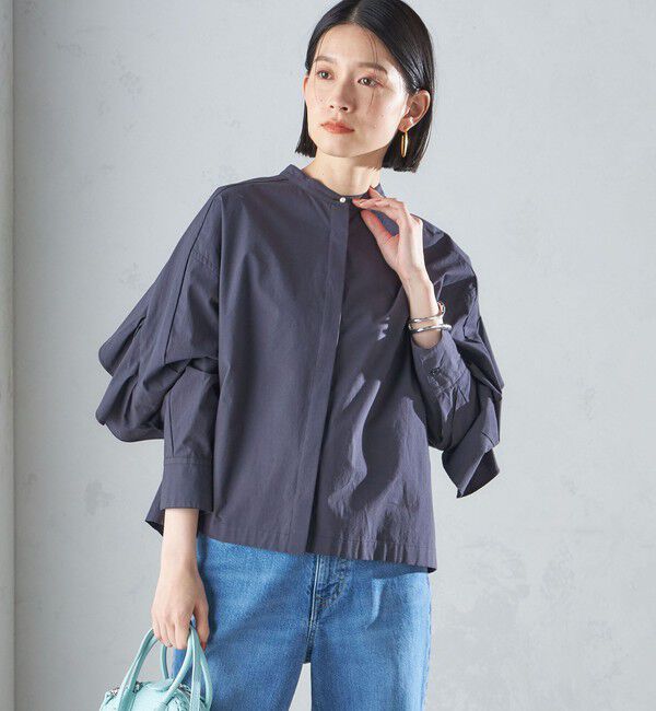 SHIPS for women「〈手洗い可能〉近江晒 タイプライター ラッフル ブラウス 24SS ◇」|シャツ・ブラウス|