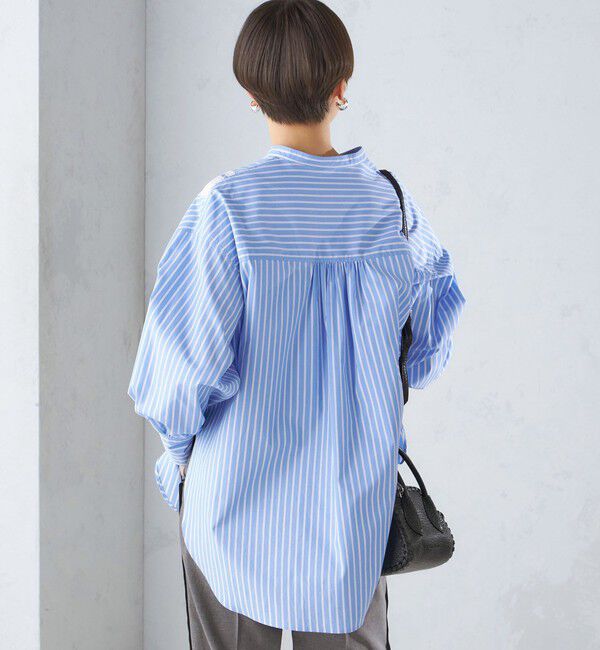 SHIPS for women「〈洗濯機可能〉レース 切替 ストライプ シャツ」|シャツ・ブラウス|