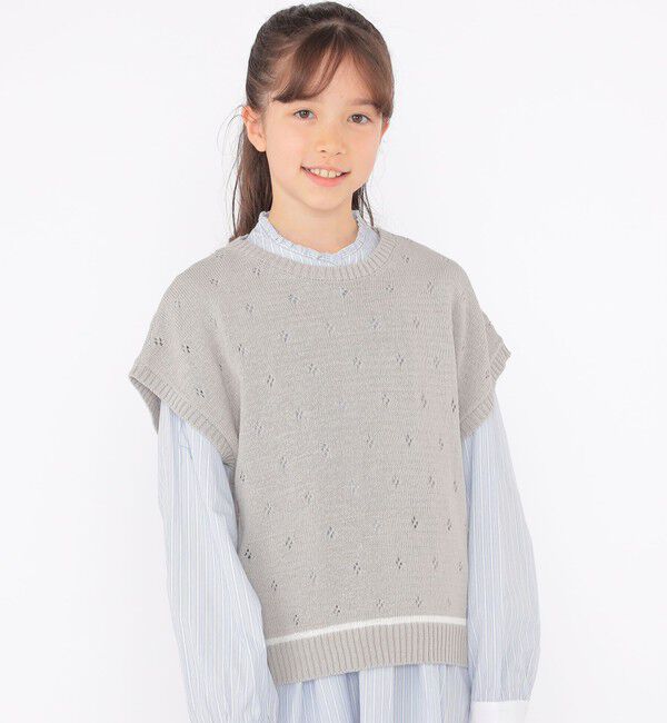 SHIPS KIDS「SHIPS KIDS:130～155cm / サマーニット ベスト」|ベスト・ジレ|ライトグレー
