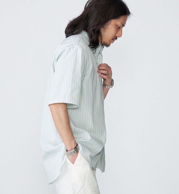 SHIPS「SHIPS: ハイカウント スーピマコットン バンドカラー ショートスリーブ シャツ」|シャツ・ブラウス|