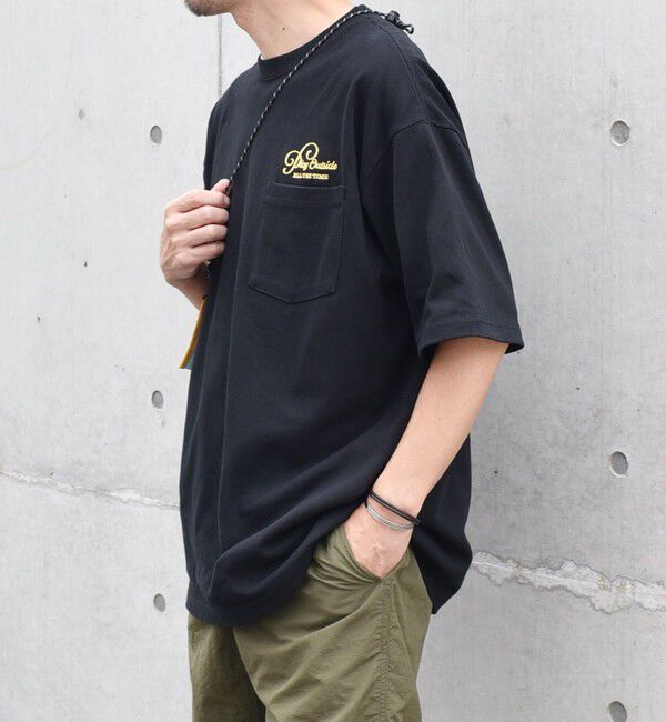 SHIPS any「SHIPS any: 9.1oz ヘビーウェイト メッセージ ロゴ ワンポイント 刺繍 ポケット Tシャツ◇」|Tシャツ・カットソー|