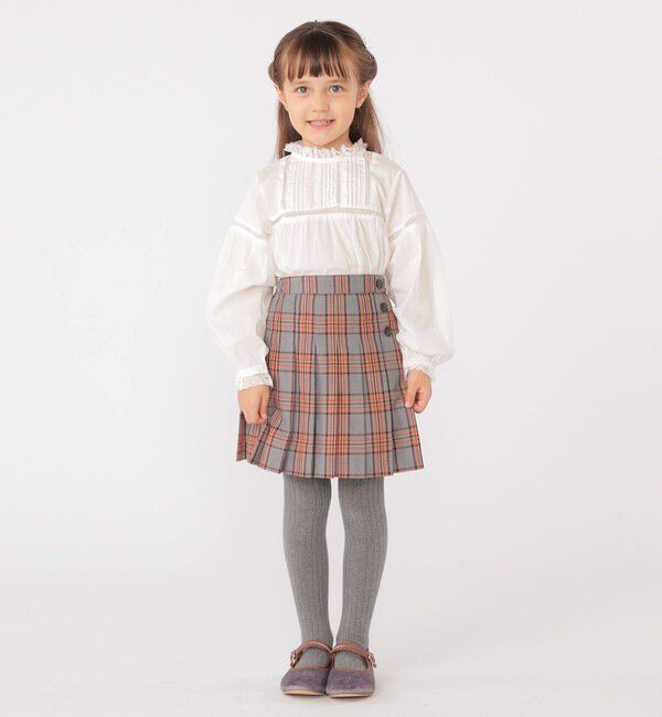 SHIPS KIDS「SHIPS KIDS:100～130cm / レース ピンタック 長袖 ブラウス」|シャツ・ブラウス|