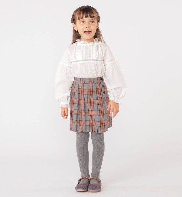 SHIPS KIDS「SHIPS KIDS:100～130cm / レース ピンタック 長袖 ブラウス」|シャツ・ブラウス|