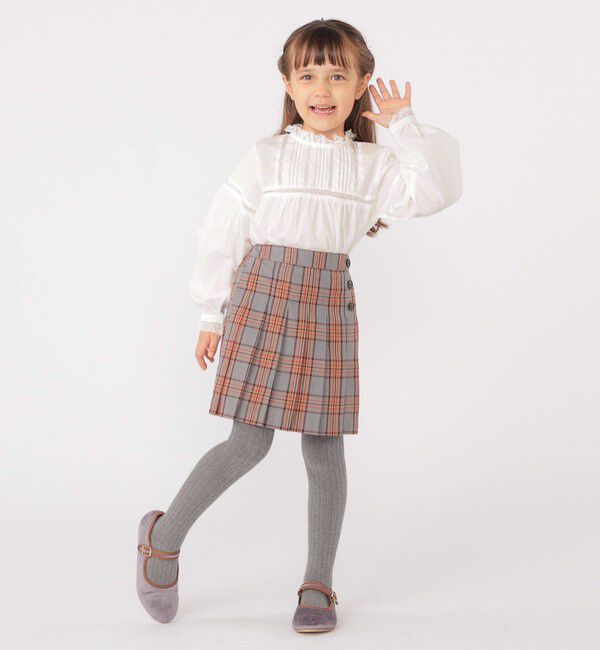 SHIPS KIDS「SHIPS KIDS:100～130cm / レース ピンタック 長袖 ブラウス」|シャツ・ブラウス|