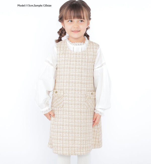 SHIPS KIDS「SHIPS KIDS:100～130cm / レース ピンタック 長袖 ブラウス」|シャツ・ブラウス|