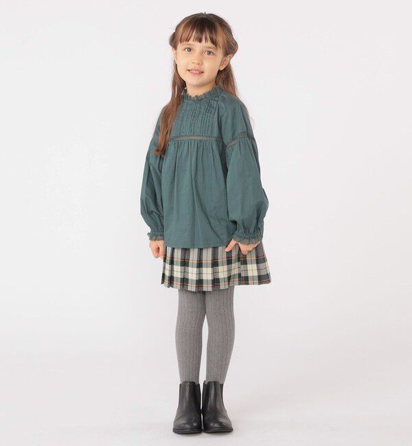 SHIPS KIDS「SHIPS KIDS:100～130cm / レース ピンタック 長袖 ブラウス」|シャツ・ブラウス|