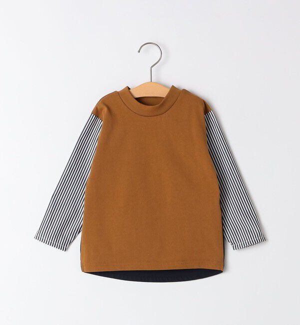 SHIPS KIDS「SHIPS KIDS:80～90cm / パターン 切替 長袖 TEE」|Tシャツ・カットソー|ブラウン系
