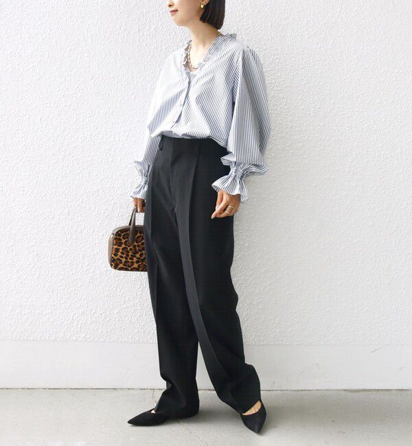 SHIPS for women「【WEB限定】〈手洗い可能〉 シャーリング Vネック 長袖 ブラウス」|シャツ・ブラウス|