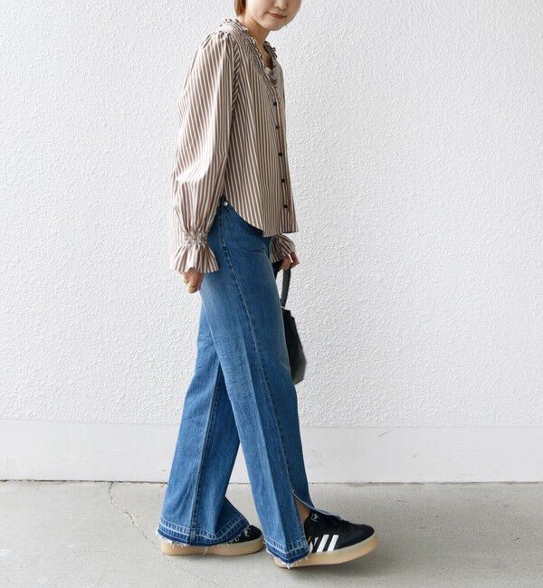 SHIPS for women「【WEB限定】〈手洗い可能〉 シャーリング Vネック 長袖 ブラウス」|シャツ・ブラウス|