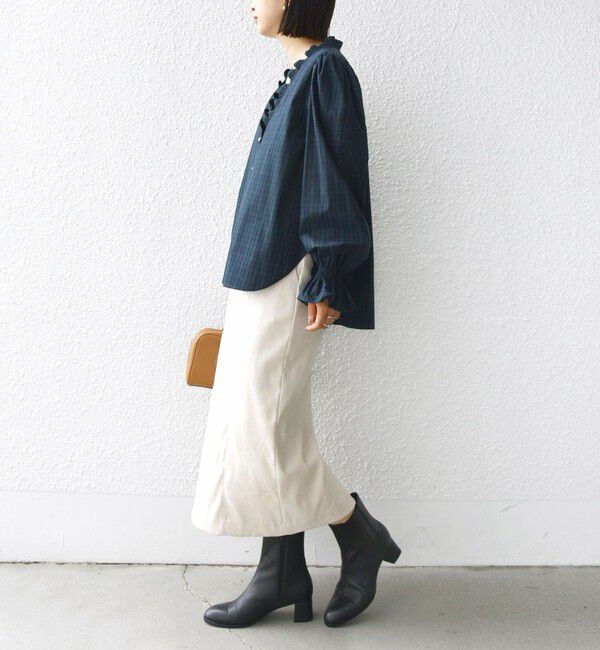 SHIPS for women「【WEB限定】〈手洗い可能〉 シャーリング Vネック 長袖 ブラウス」|シャツ・ブラウス|