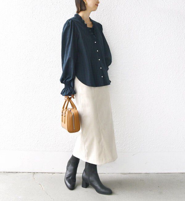 SHIPS for women「【WEB限定】〈手洗い可能〉 シャーリング Vネック 長袖 ブラウス」|シャツ・ブラウス|