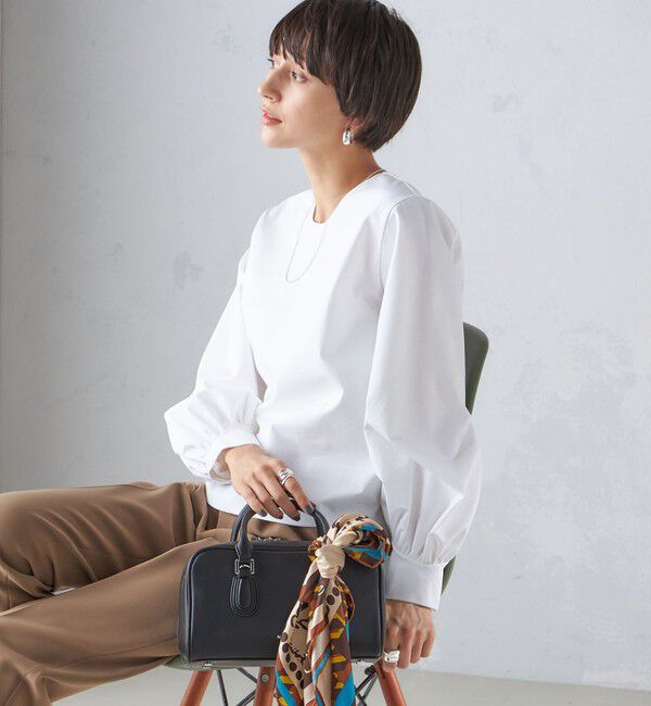 SHIPS for women「〈手洗い可能〉コットン ポンチ ボリューム 袖 プルオーバー」|プルオーバー|