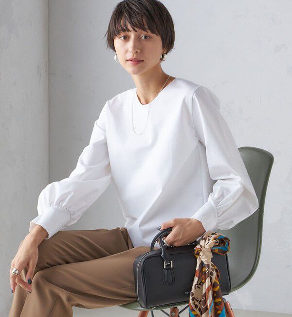 SHIPS for women「〈手洗い可能〉コットン ポンチ ボリューム 袖 プルオーバー」|プルオーバー|