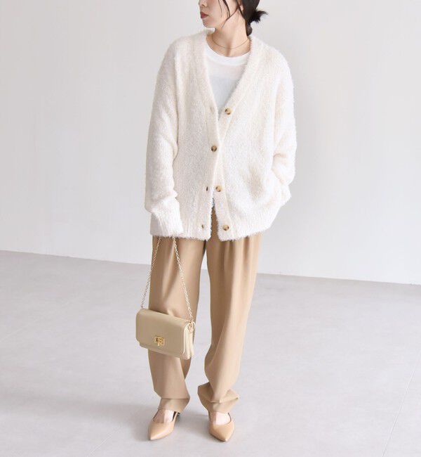 quaranciel「quaranciel:〈手洗い可能〉フェザーヤーン Vネック ラメ ニット カーディガン」|カーディガン|