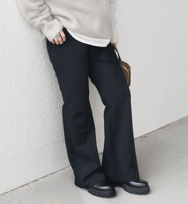 SHIPS for women「〈手洗い可能〉ストレッチ フレア パンツ」|その他|ブラック